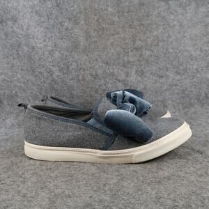 Gymboree Shoes Kids 4 Casual Sneakers Slip On Velvet Bow Fashion Lifestyle Grey